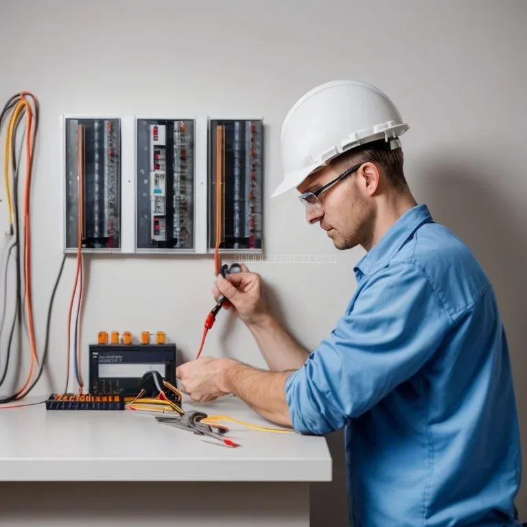 Trabajo de instalación eléctrica en interior de edificio
